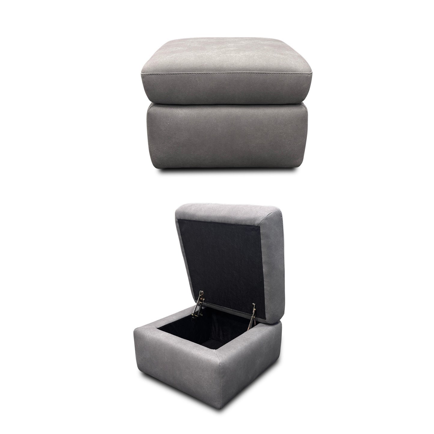 'Cinemax' Nappa Grey Velvet Storage Footstool