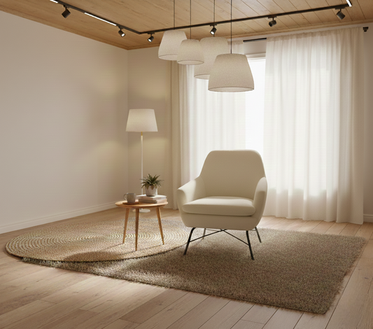 'Acuta' Natural Boucle Fabric Accent Chair