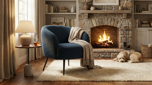 ‘Shelbie’ Navy Fabric Boucle Accent Chair