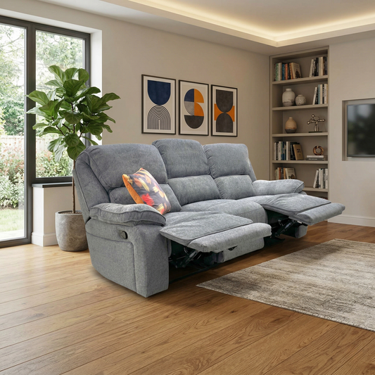 Living room shot of the Costa 3-seater sofa with cupholders in a bright, modern living room.