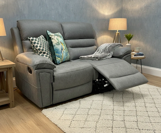 'Azzurri' Grey Endurance Fabric Manual Recliner 2 Seater Sofa