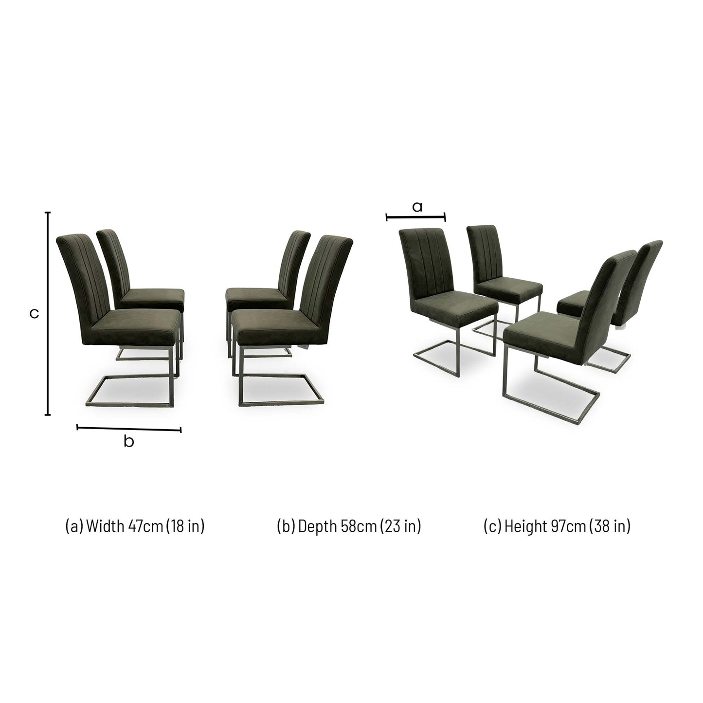 'Grigio' Grey Upholstery Set of 4 Dining Chairs