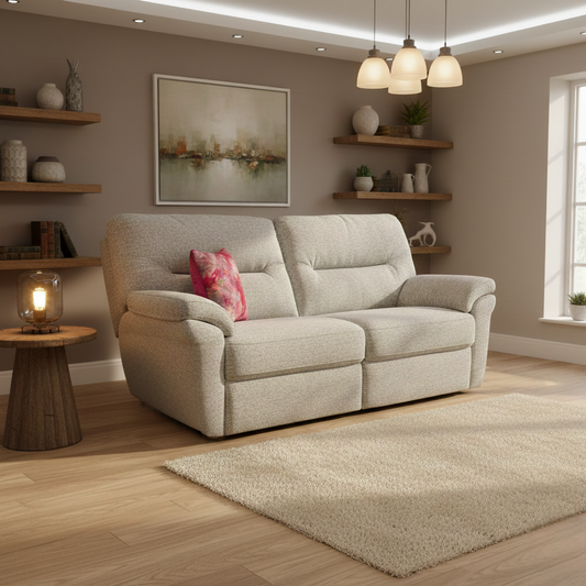 G Plan ‘Seattle’ Light Grey Fabric 3 Seater Sofa