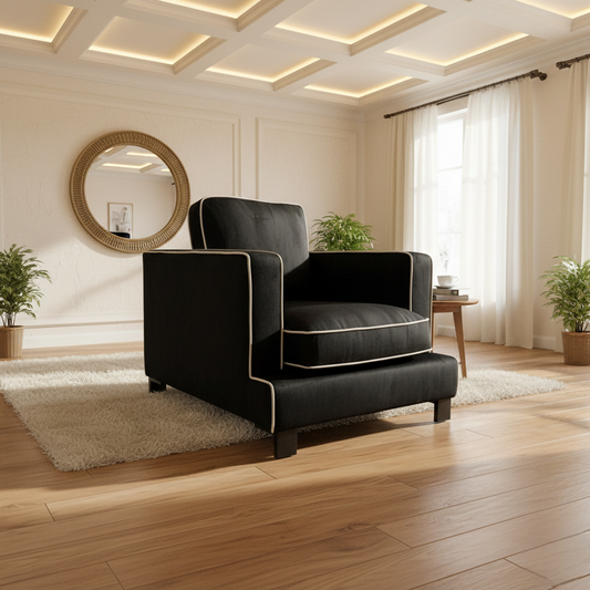 ‘Demure' Black Demure Velvet Armchair