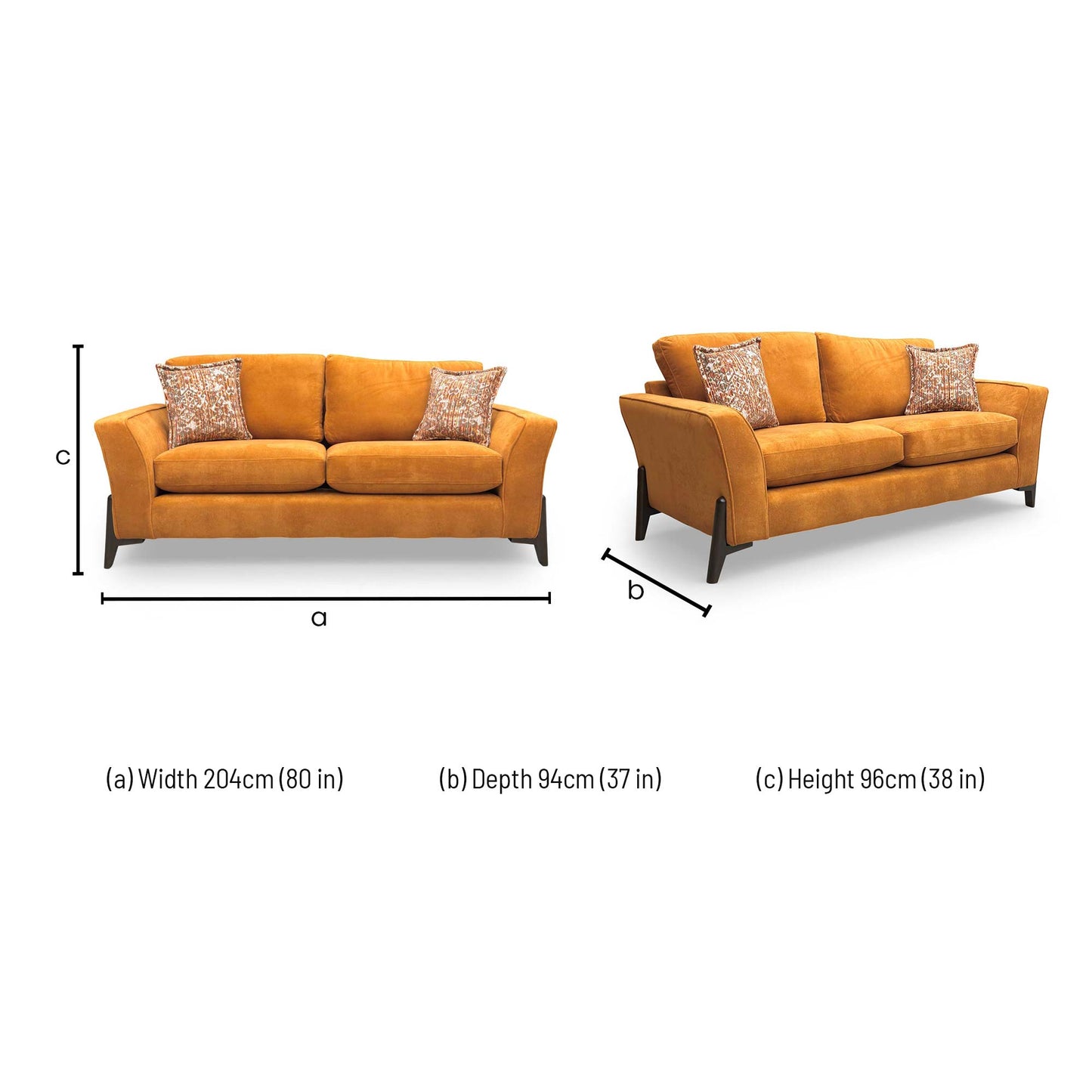 ‘Collins’ Almond Orange Towel Velvet 3 Seater Sofa