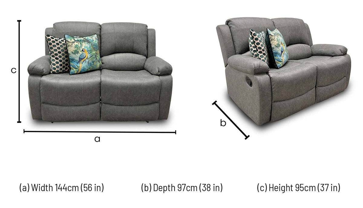 ‘Bennett’ Grey Endurance Fabric Manual Recliner 2 Seater Sofa – view 9