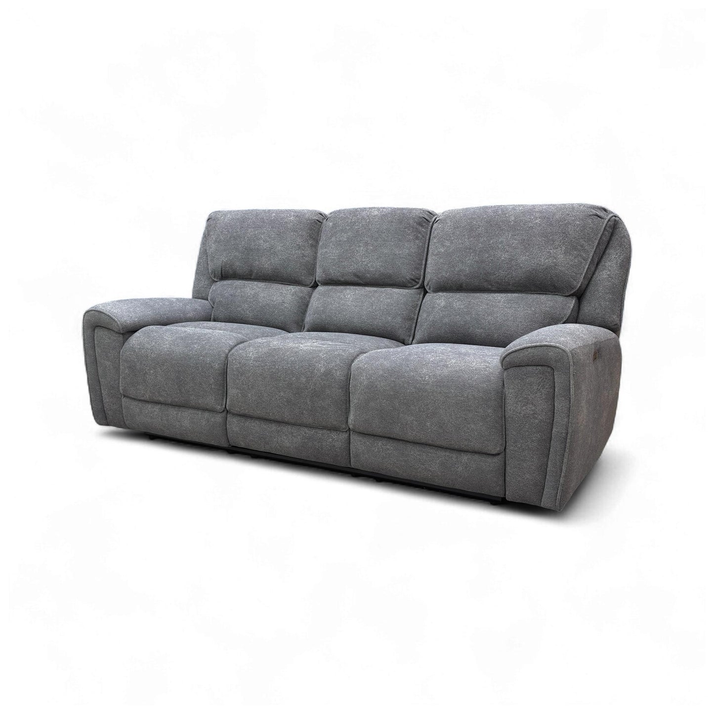 ‘Ricky’ Charcoal Grey Teddy Velvet 3 Seater Power Recliner Sofa with Drop Down Cup Holders