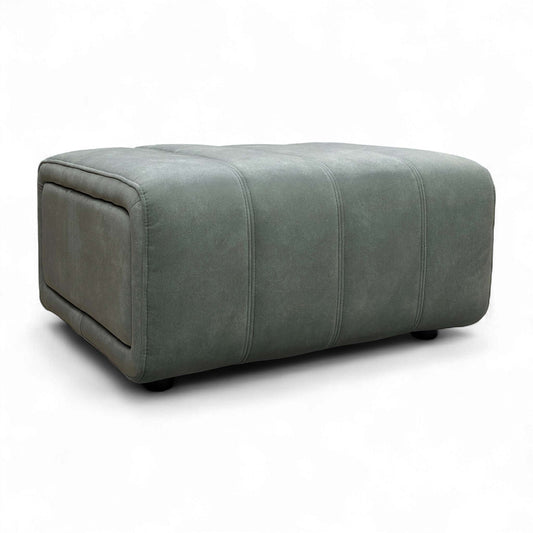 Full view of the Elphaba 'Dexter' storage footstool in plush fern green velvet, featuring a deep button-tufted top and piped edges.