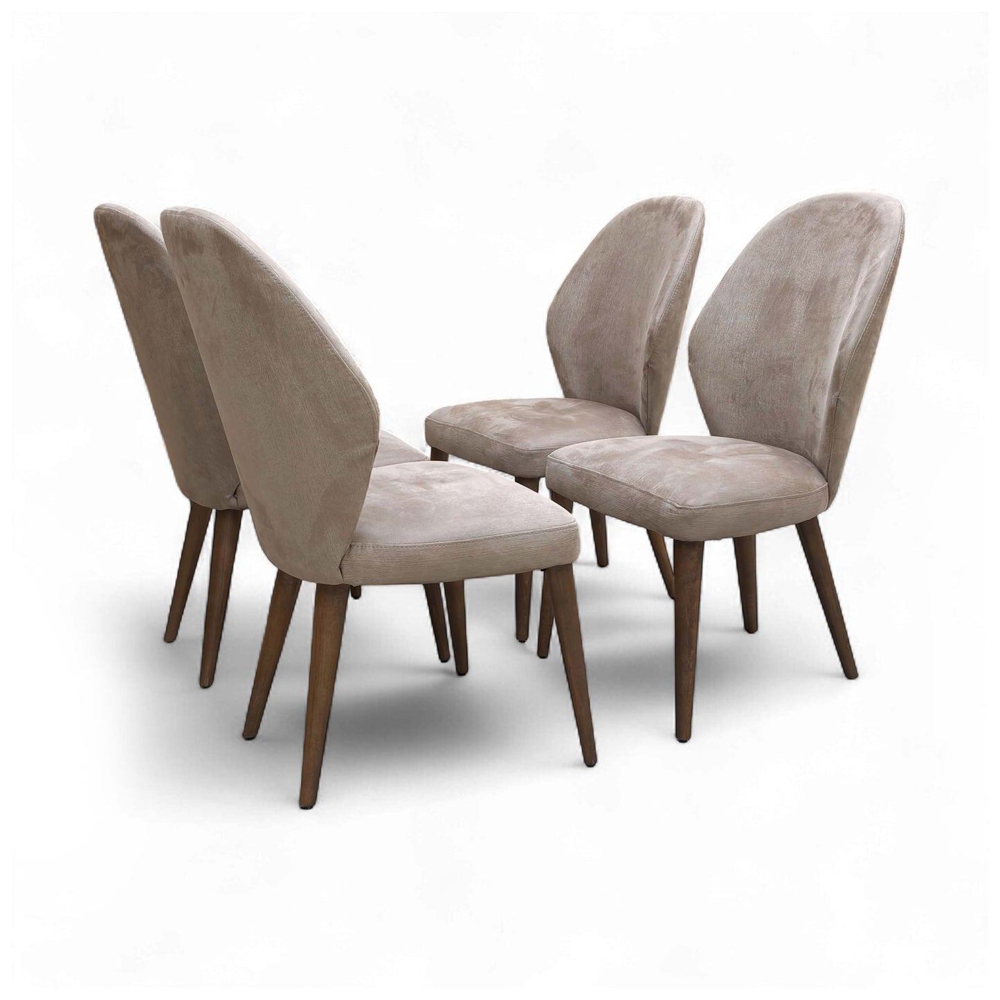 Rear angled view of the Stone International ‘Empire’ Dining Chair, confirming the fixed back design and slender wooden legs.