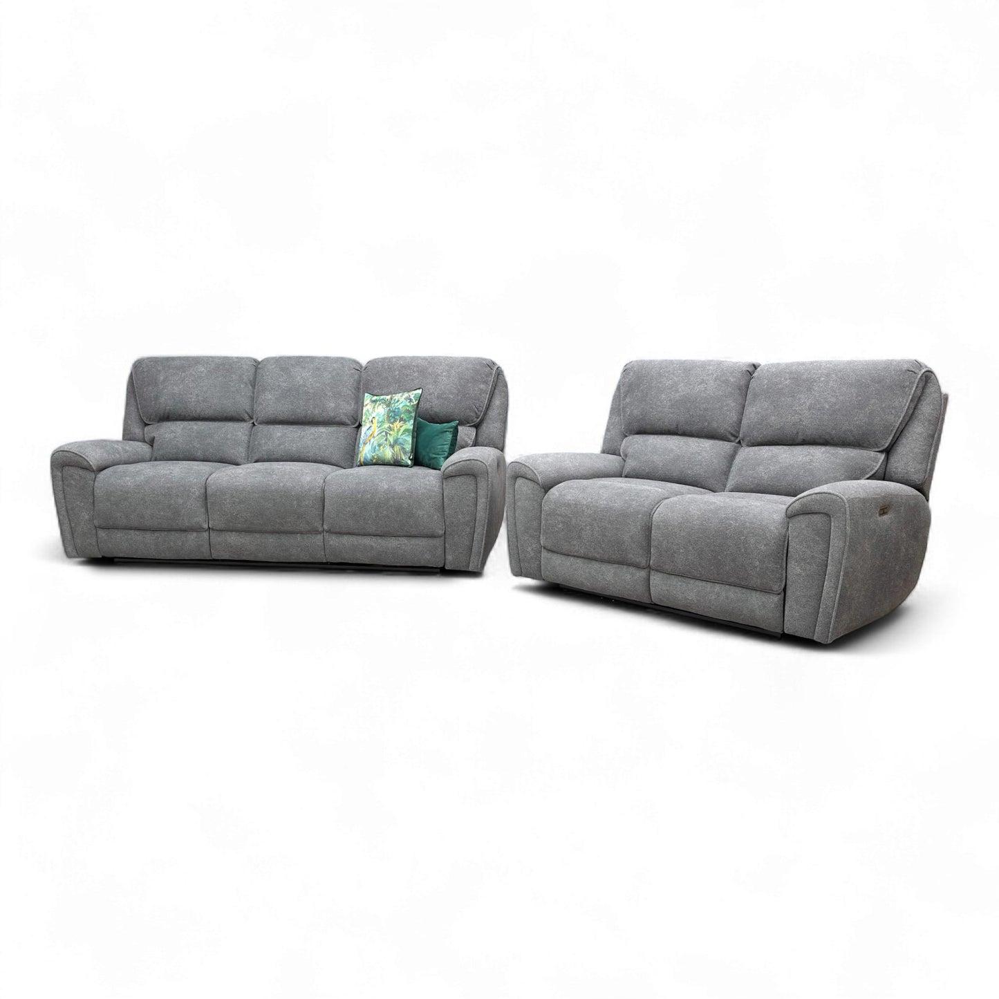 view of the 2 Seater Power Recliner Sofa from the 'Ricky' Charcoal Grey set.