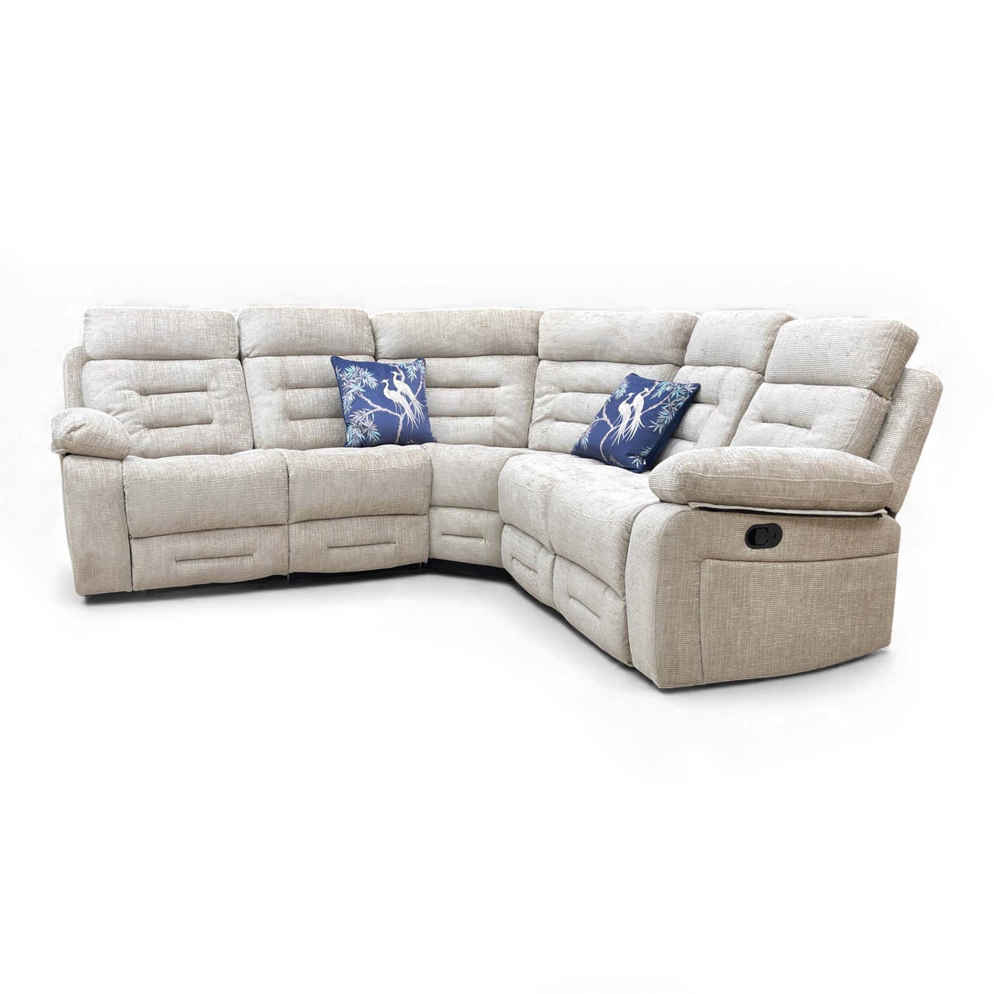 Angle focusing on the corner unit of the Wilbur sofa, showing the seamless L-shape configuration.