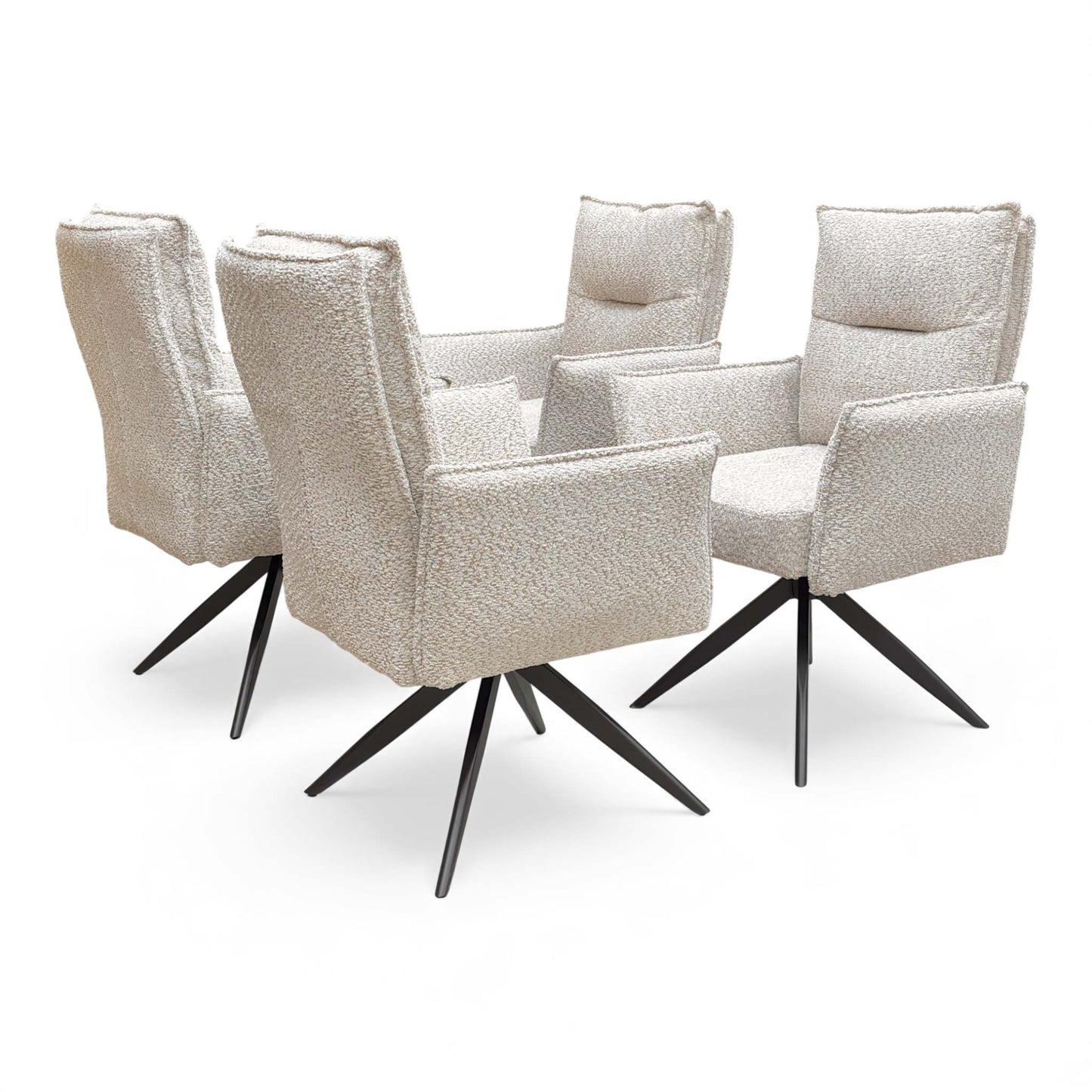 Rear view of the ‘Sarah’ dining chair, showing the upholstered back.