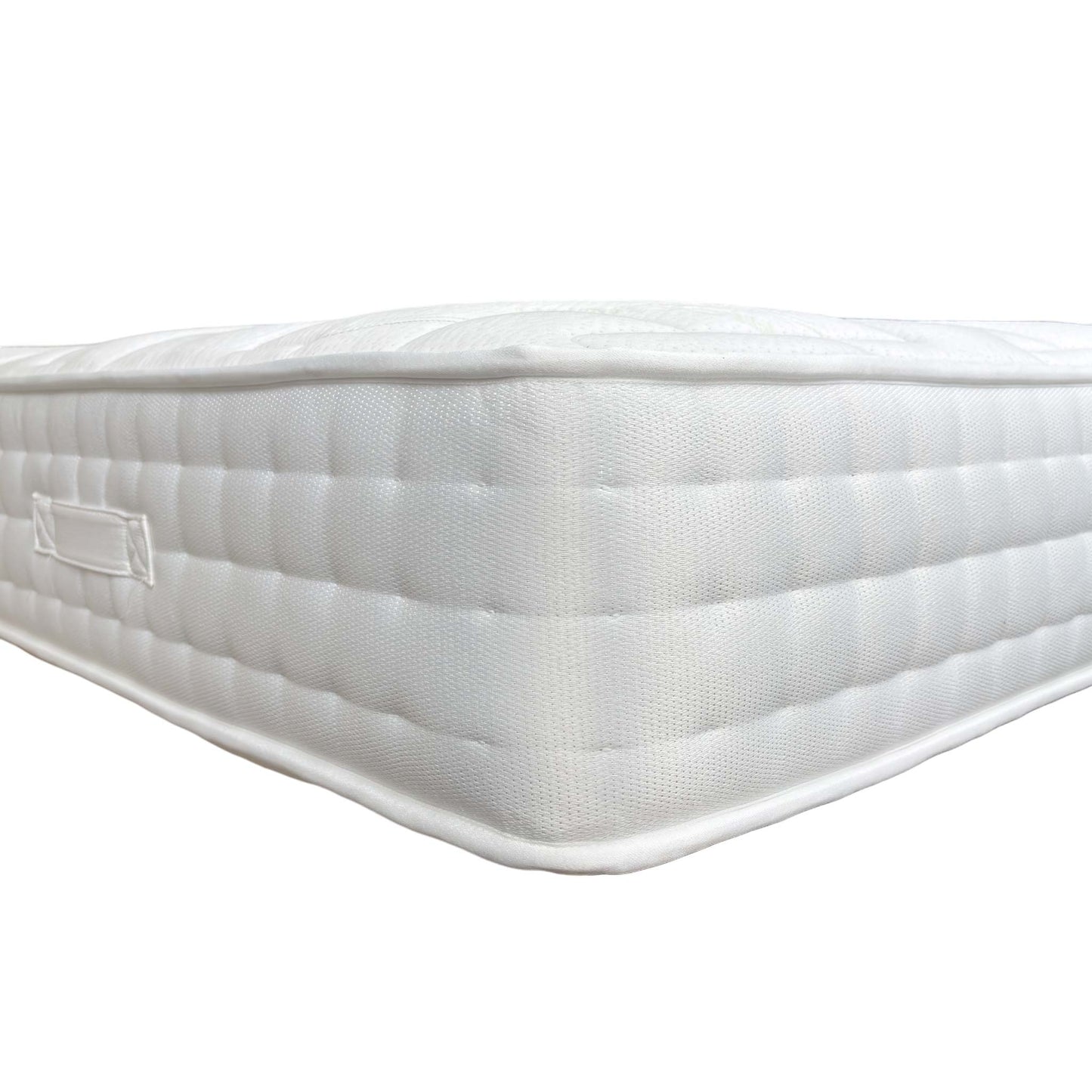 Angled view of the Tuscan mattress, highlighting its 34 cm thickness and quilted top surface.