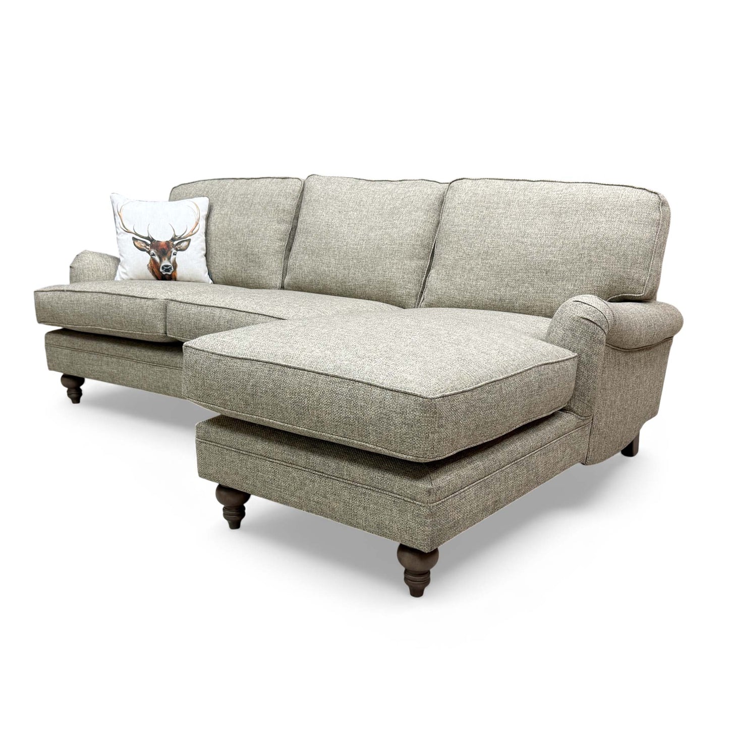 Angled view of the 'Paddington' Corner Sofa, emphasizing the open end chaise section.