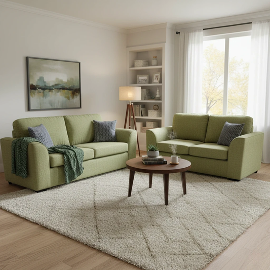 'Stamford' Lime Green Woven Fabric 3 + 2 Seater Sofa Set