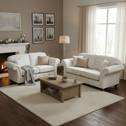 Living Room of the 'Venice' Truffle Chenille 3 and 2 Seater Sofas.