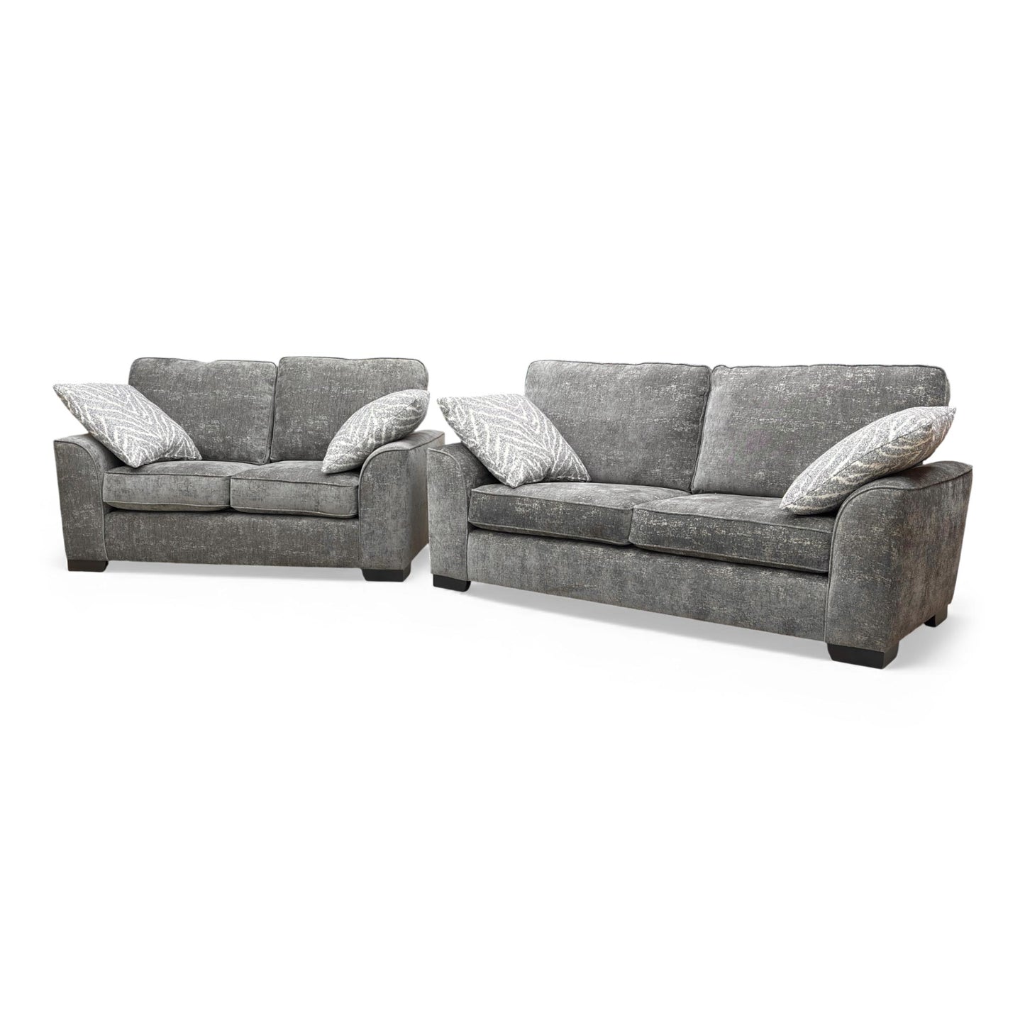 Side view of the 'Theodore' Charcoal Grey Sofa, showing the arm style and profile.