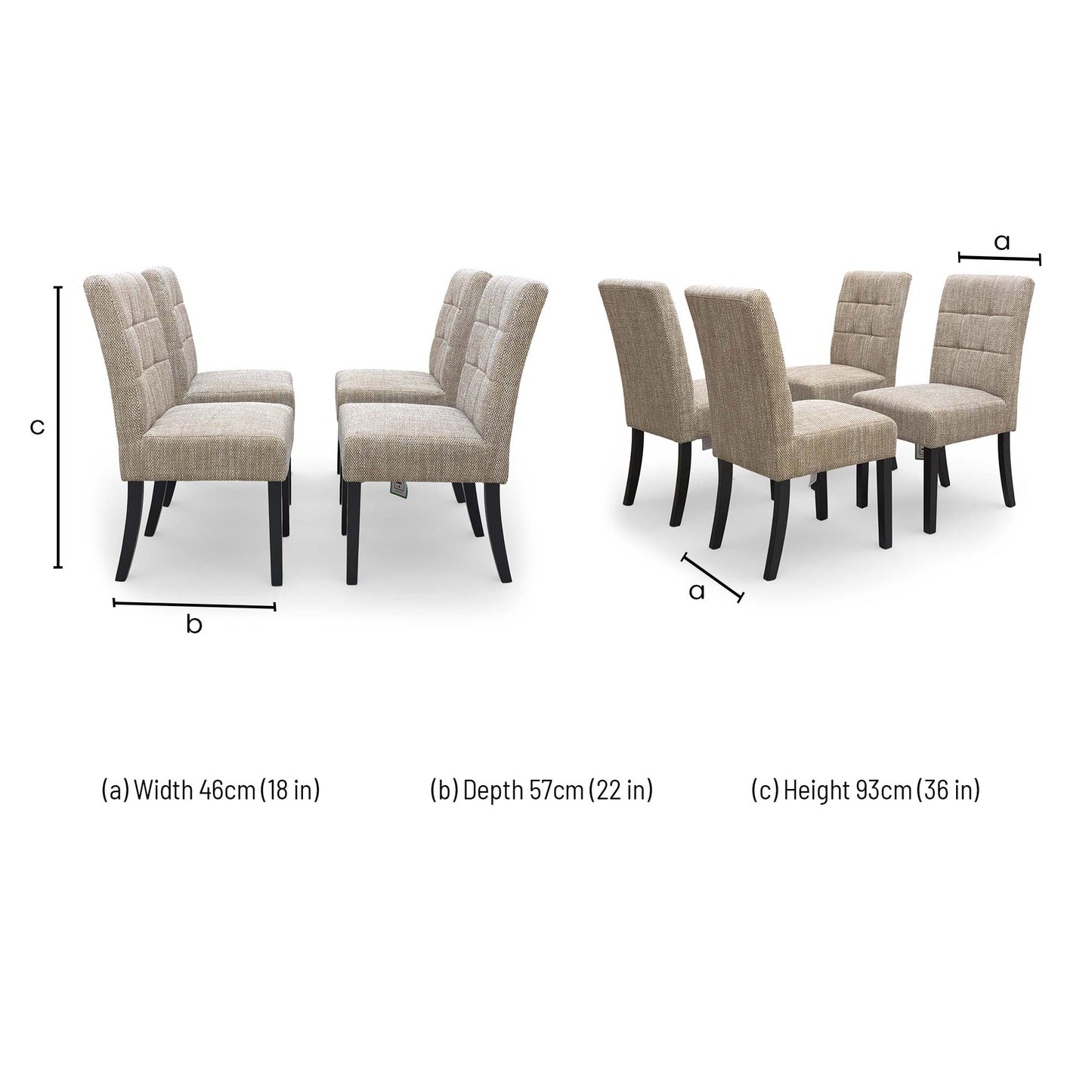 Dimensions for the 'Akita' Dining Chair: