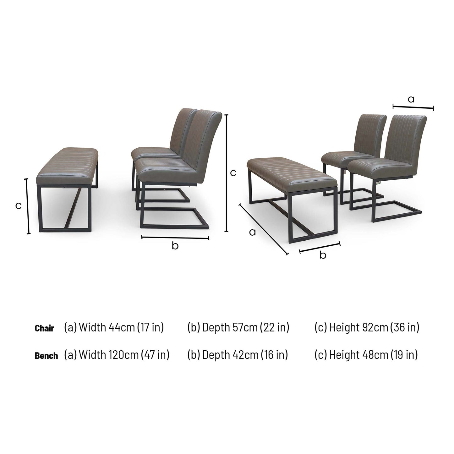 Dimensions for the Arthur Dining Set