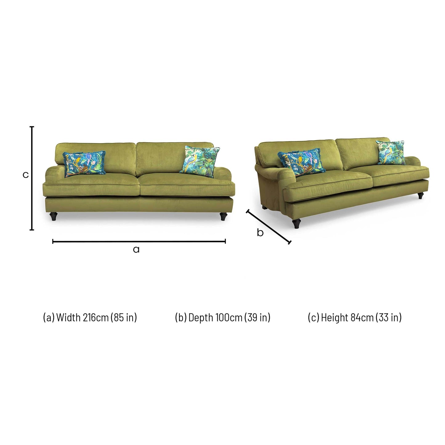 Dimensions for the DFS 'Jardim' 4 Seater Sofa