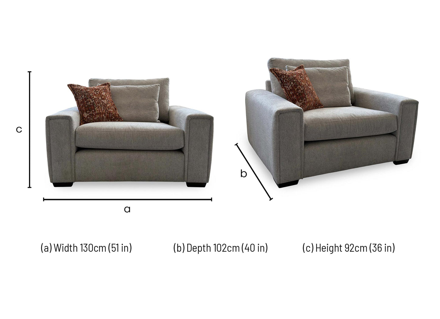 ‘Burton' Light Grey Tight Weave Fabric Love Seat