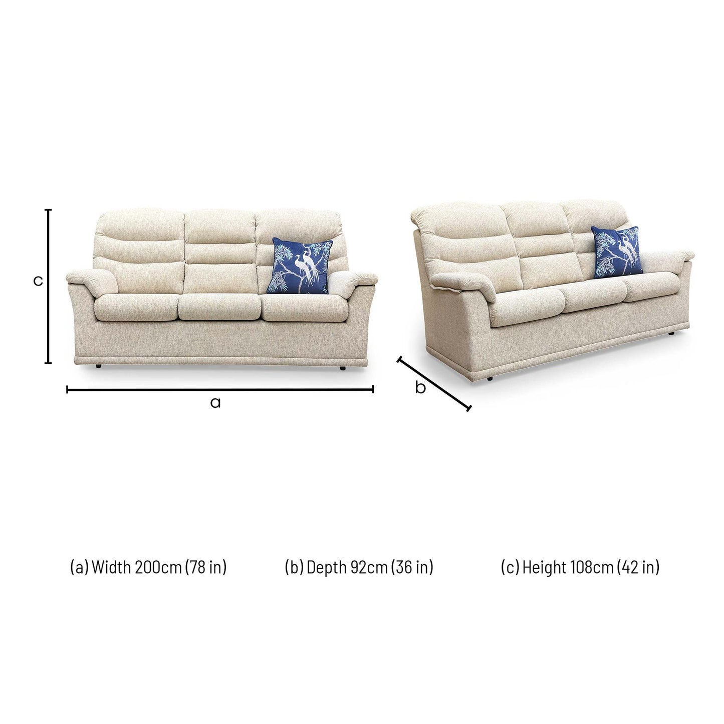 Dimensions for the G Plan Malvern 3 Seater Sofa