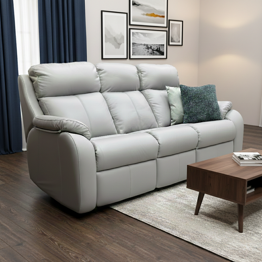 Living Room image showcasing the G Plan 'Kingsbury' leather sofa in a modern interior setting.