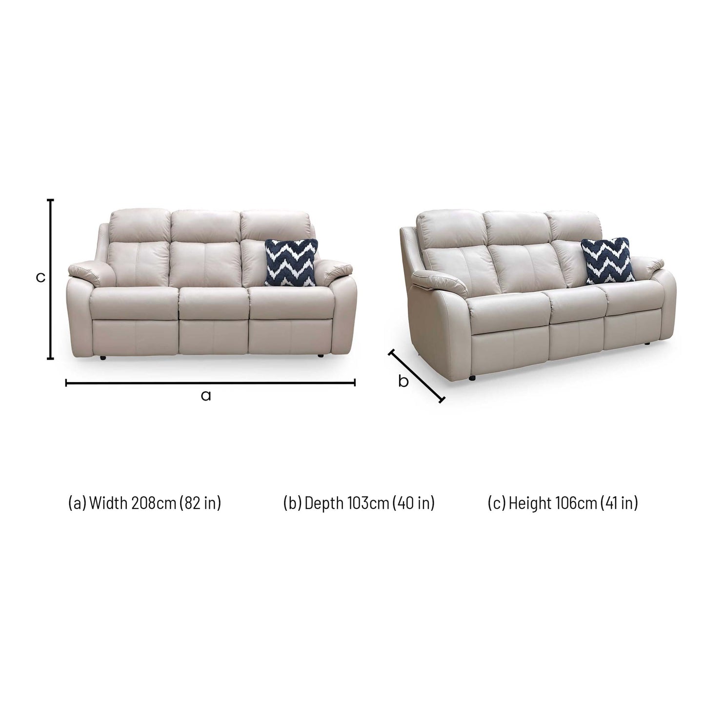 Dimensions for the G Plan ‘Kingsbury’ Cambridge Plaster Leather 3 Seater Sofa