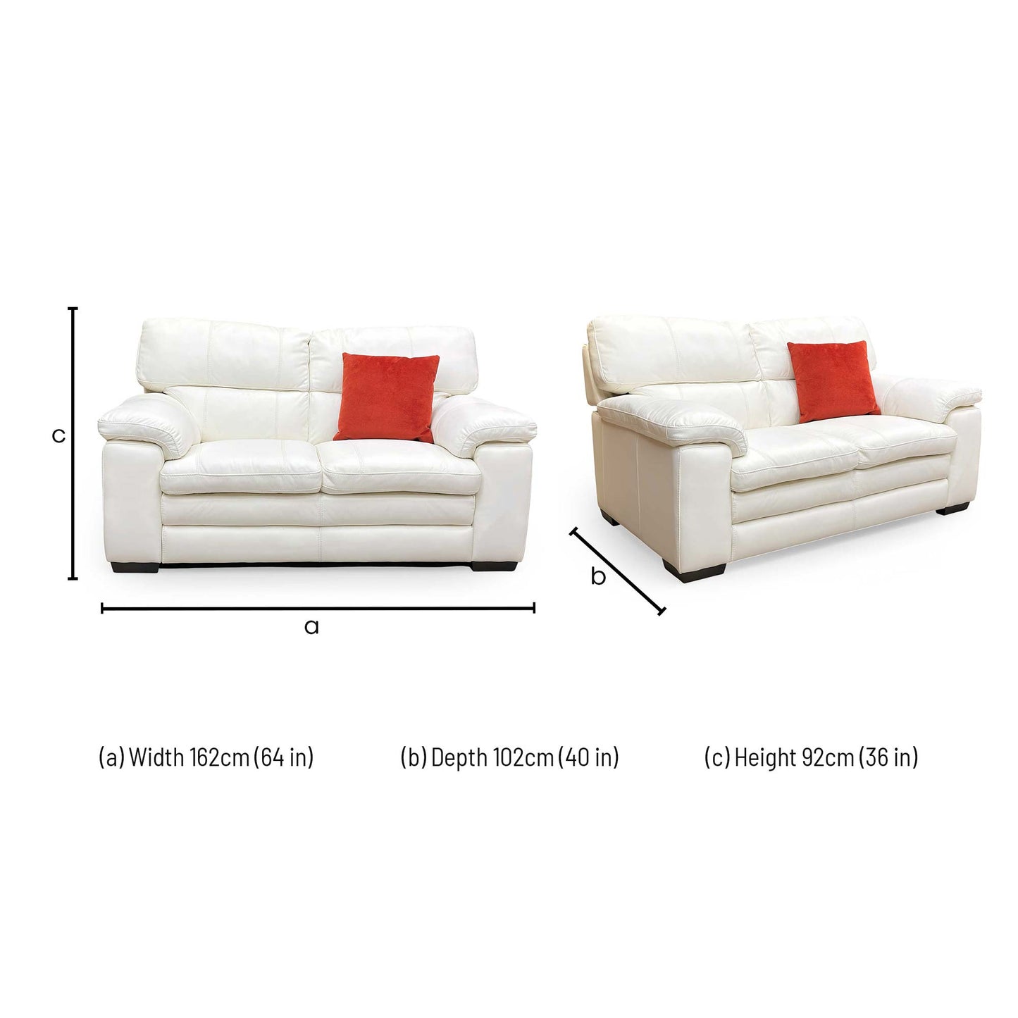 World of Leather ‘Cozee’ Bv-744d Star White Leather 2 Seater Sofa