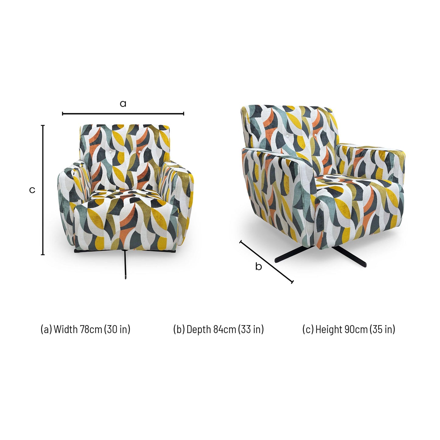 'Abberton' Terrazzo Audley Velvet Accent Swivel Chair in Pattern Fabric