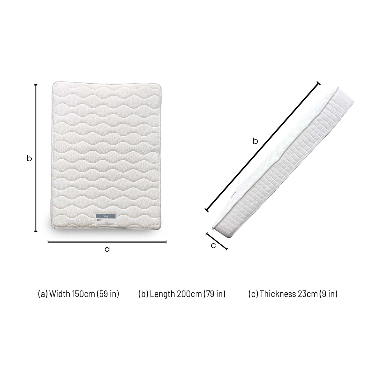 Dimensions infographic for the King Size mattress.