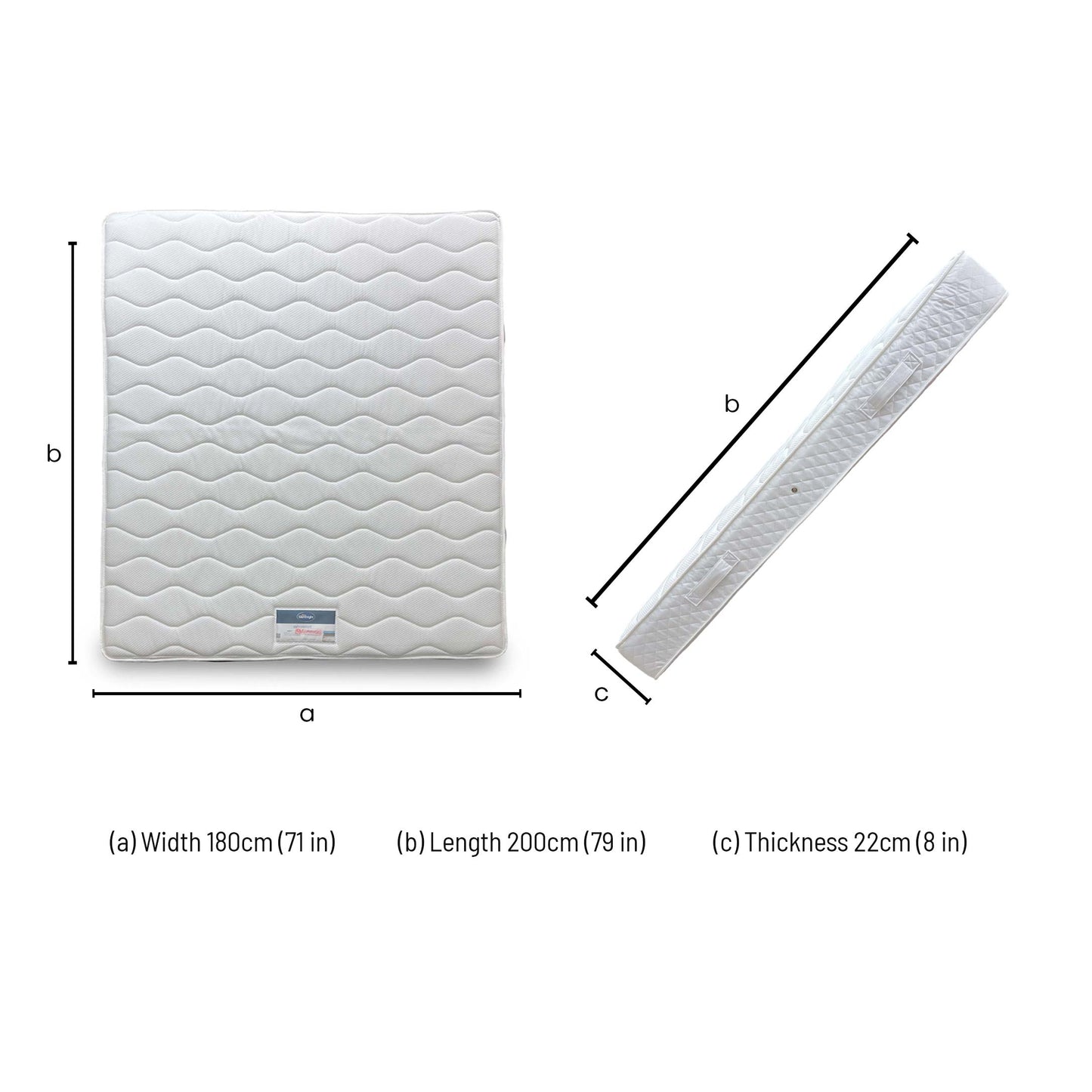 Dimensions for the Silentnight Geltex Comfort 782 Miracoil Pocket Mattress (Super King).