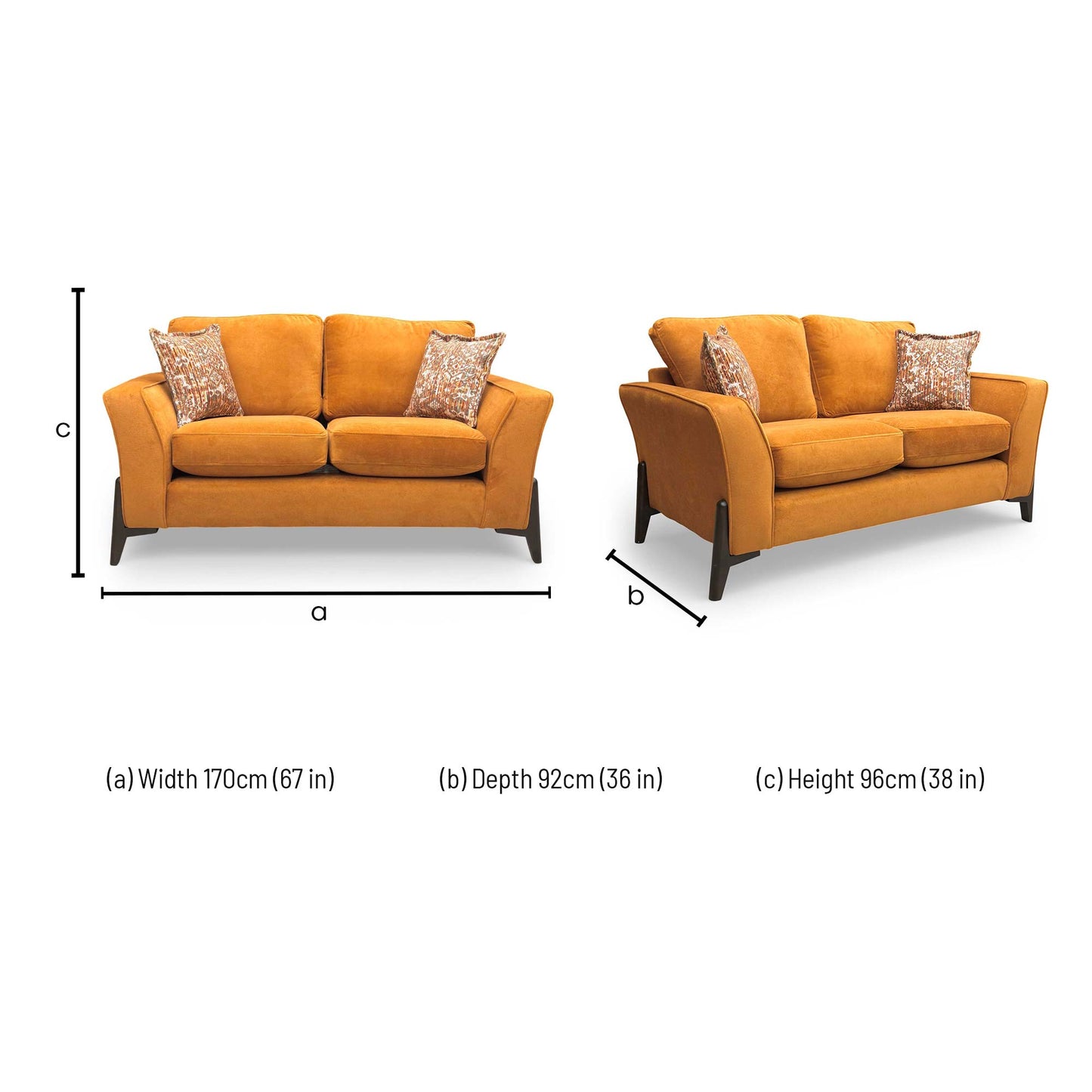 ‘Collins’ Almond Orange Towel Velvet 2 Seater Sofa