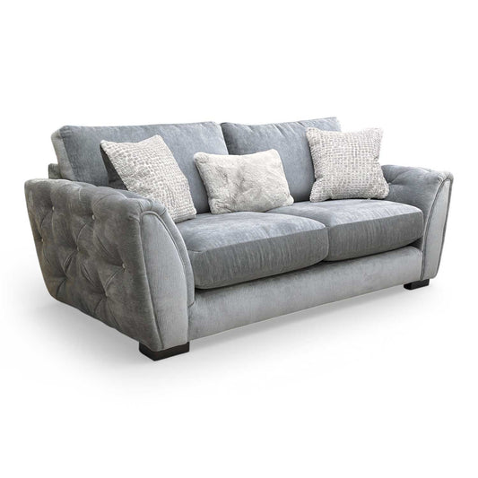 Front view of the Furniture Village 'Aphrodite' 3-seater sofa in California Dolphin Grey fabric.