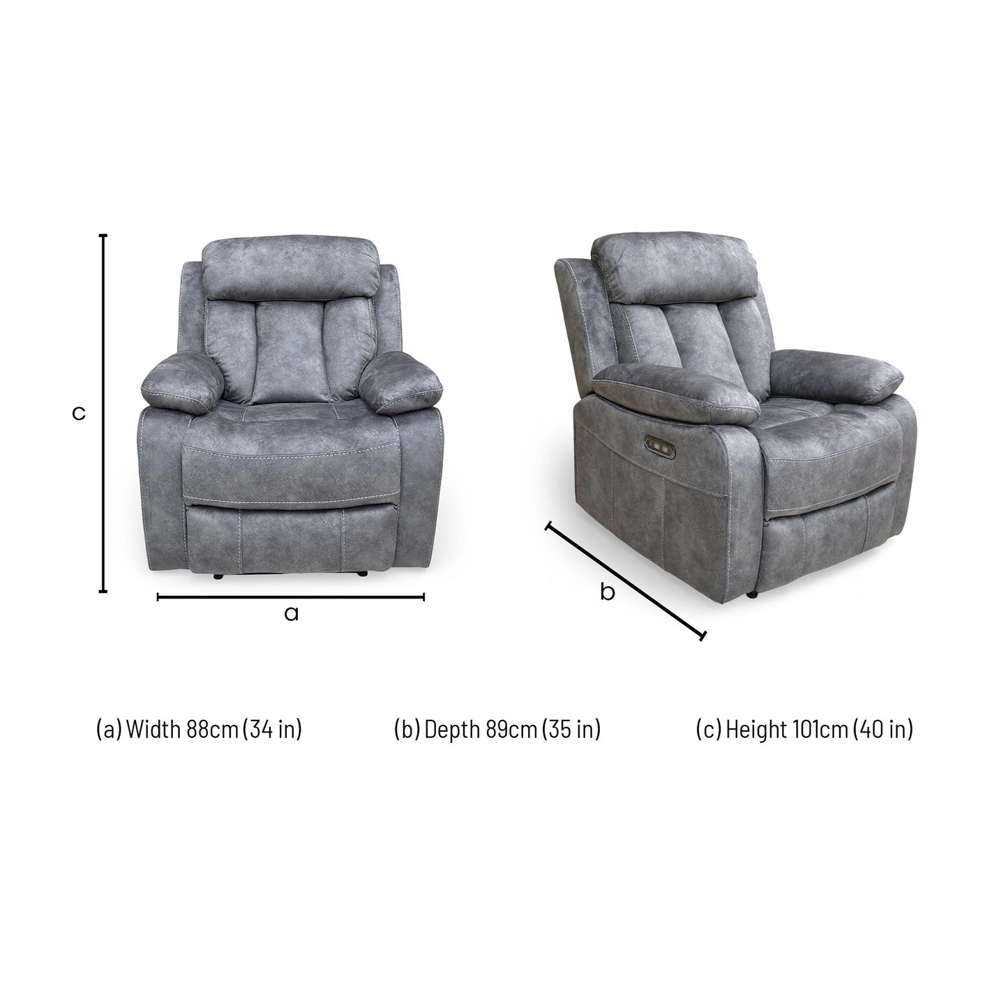 ‘Merrion' Dapple Charcoal Fabric Power Recliner Chair Direct From Manufacturer