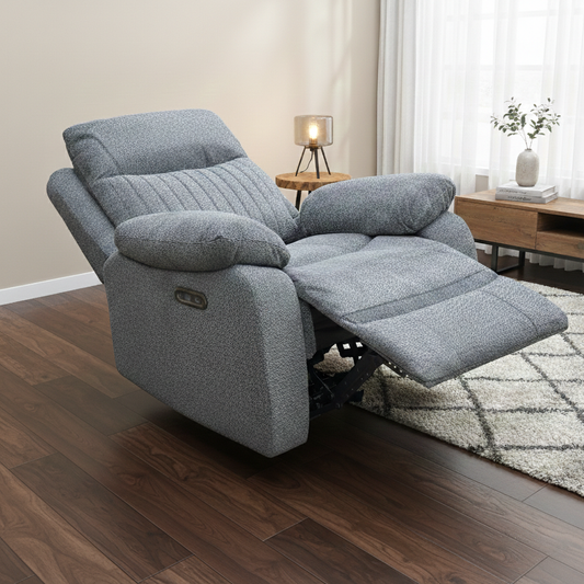 ‘Brystol' Dark Grey Woven Fabric Power Recliner Chair