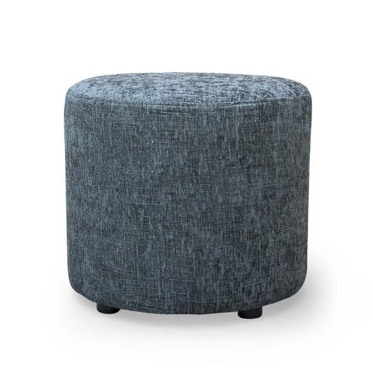 Full view of the Very ‘Oslo’ footstool in charcoal fabric, featuring a compact and modern square design.
