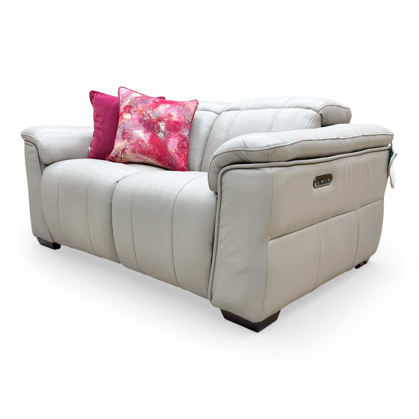 Close-up of the plush seat cushions and sleek armrest design, emphasizing the contemporary build quality.