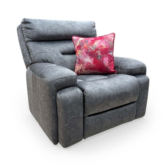 Full view of the Furniture Village ‘Cinemax’ armchair in marble dark grey velvet.
