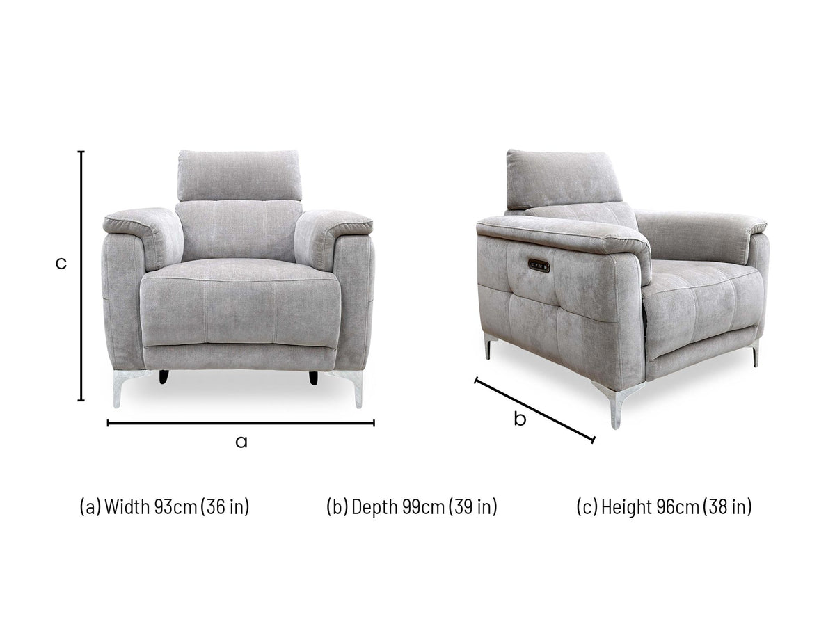 ‘Moet’ Manhattan Nutmeg Linen Fabric Power Recliner Chair with Telescopic Headrest Furniture Village