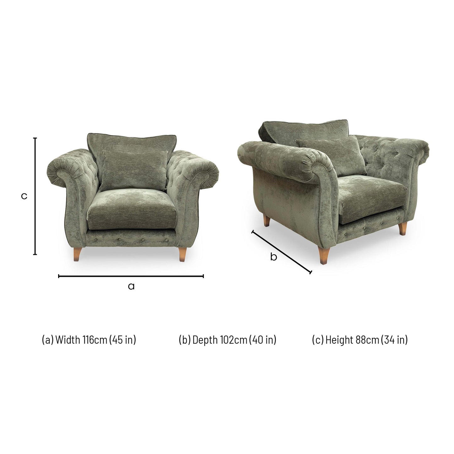 ‘Palace' Derwent Moss All Over Fabric Classic Back Chair