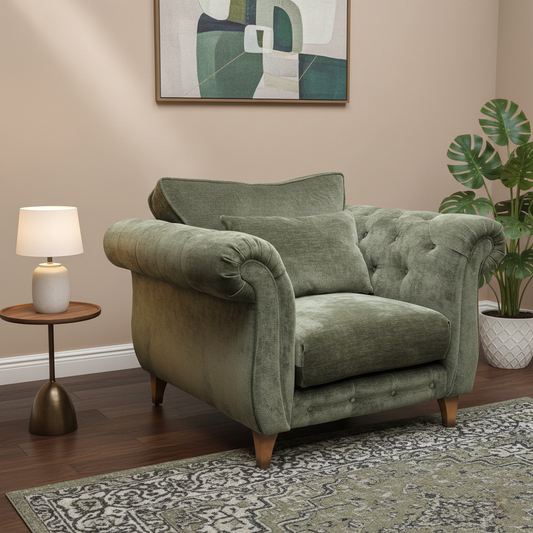 ‘Palace' Derwent Moss All Over Fabric Classic Back Chair