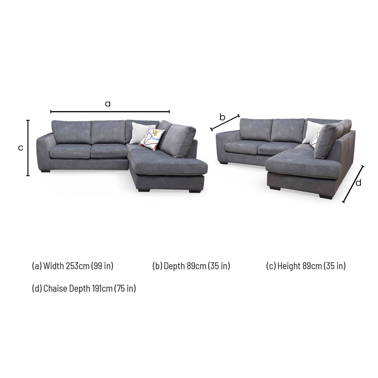 ‘Dinky’ Dexter Shadow 43519 Fabric Left Hand Facing Open End Chaise Corner Sofa
