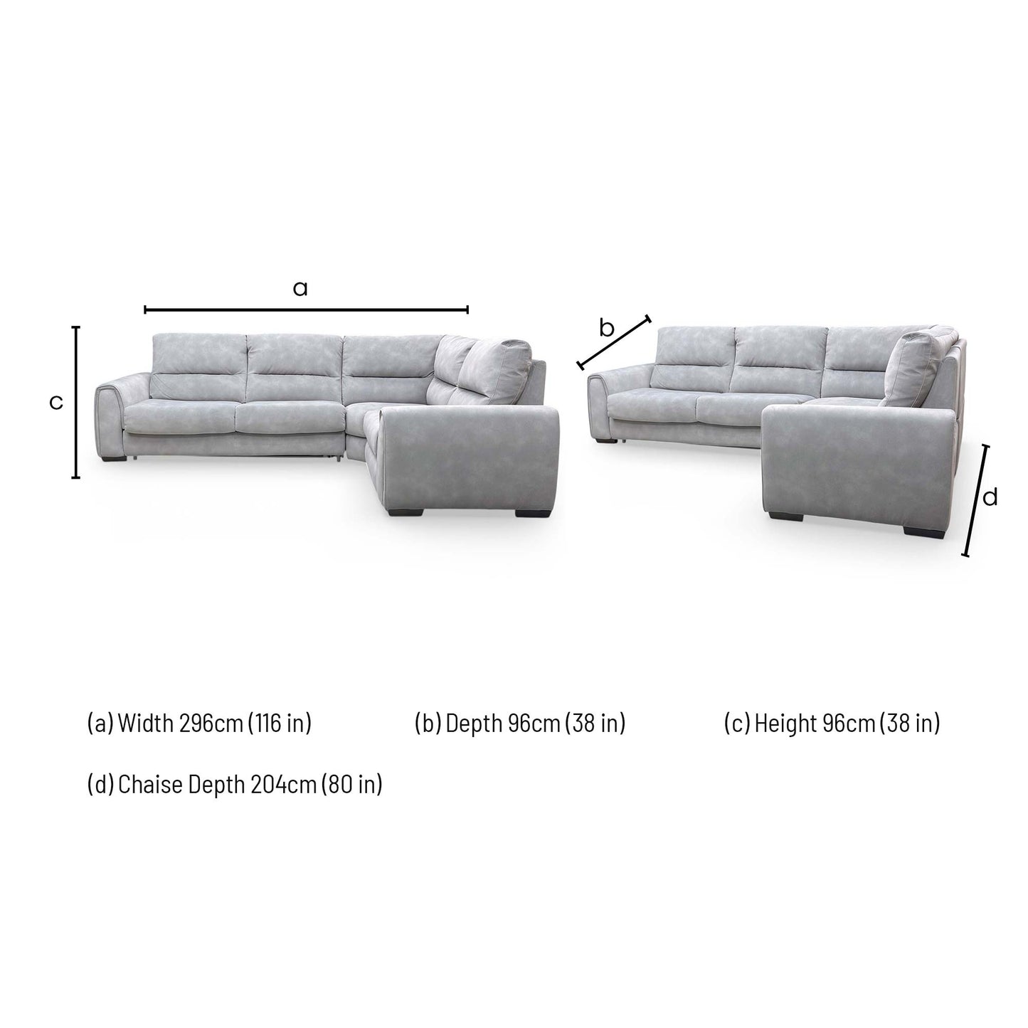 Dimensions for the ‘Flex’ Sfa-Pey-R09 Dove Grey Fabric Right Hand Facing Corner Sofa Bed.