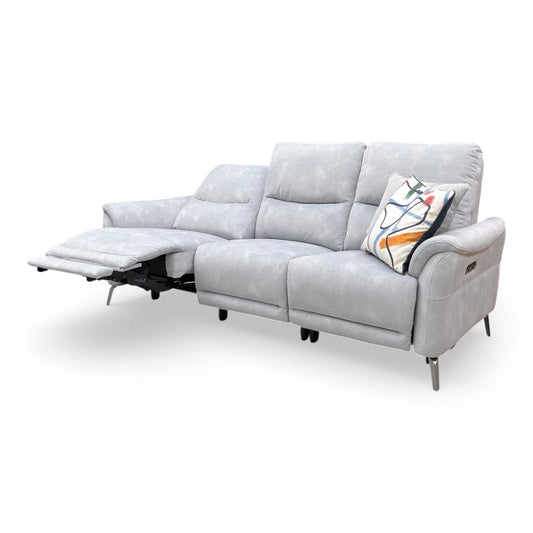 Full view of the Daytona ‘Dexter’ 3-seater power recliner sofa in luxurious smoke velvet.