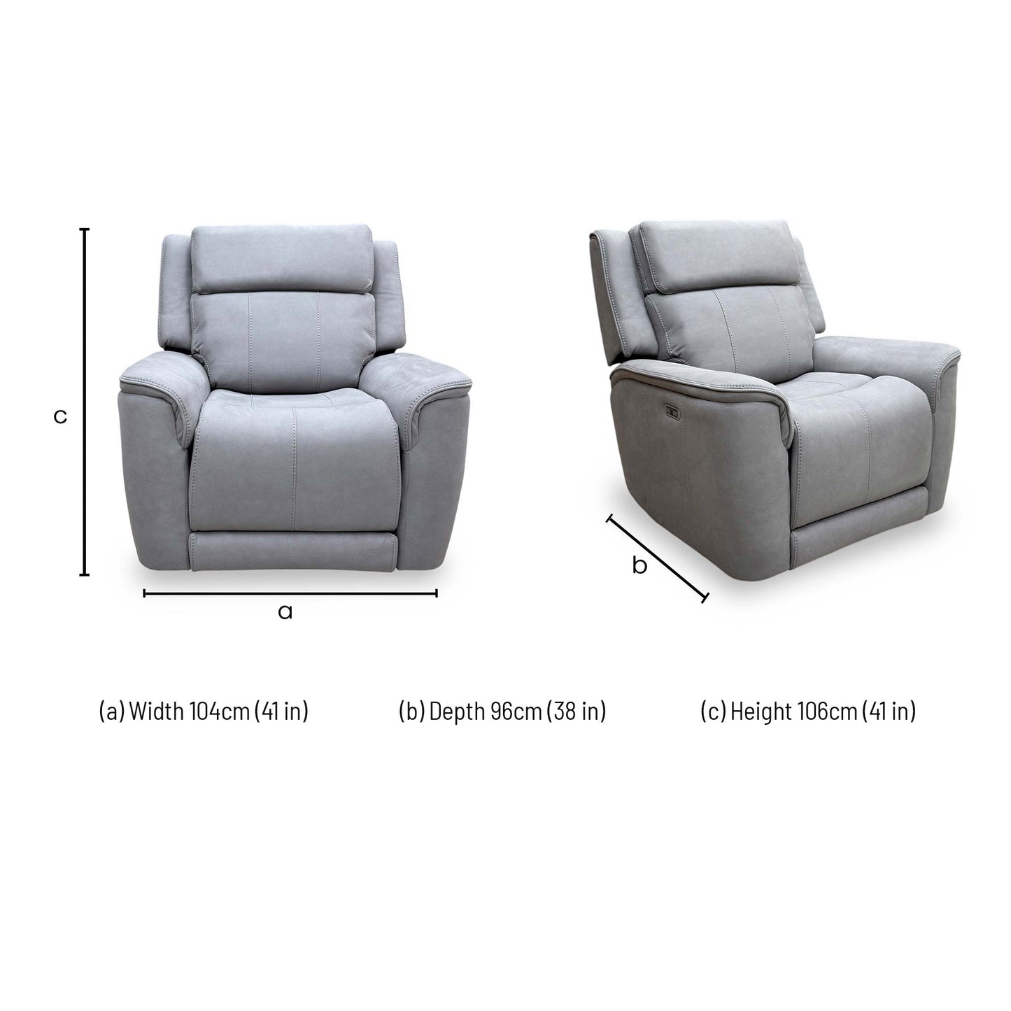 'Langford' Light Grey Fabric Power Recliner Chair