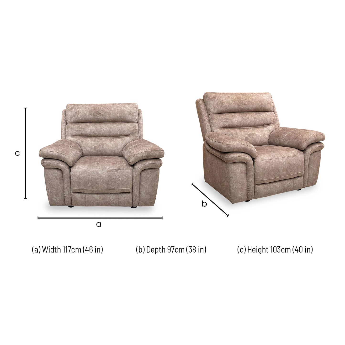 Dimensions for the ‘Berlin’ Marble Classic Brown Velvet Chair.