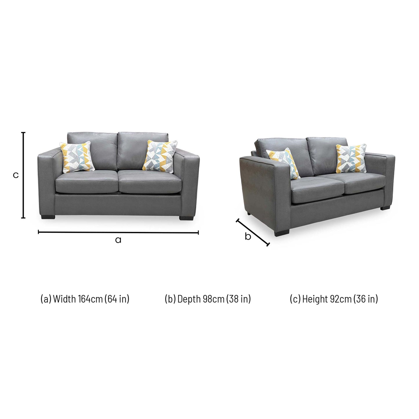 Dimensions diagram for the Newton Sofa Bed.