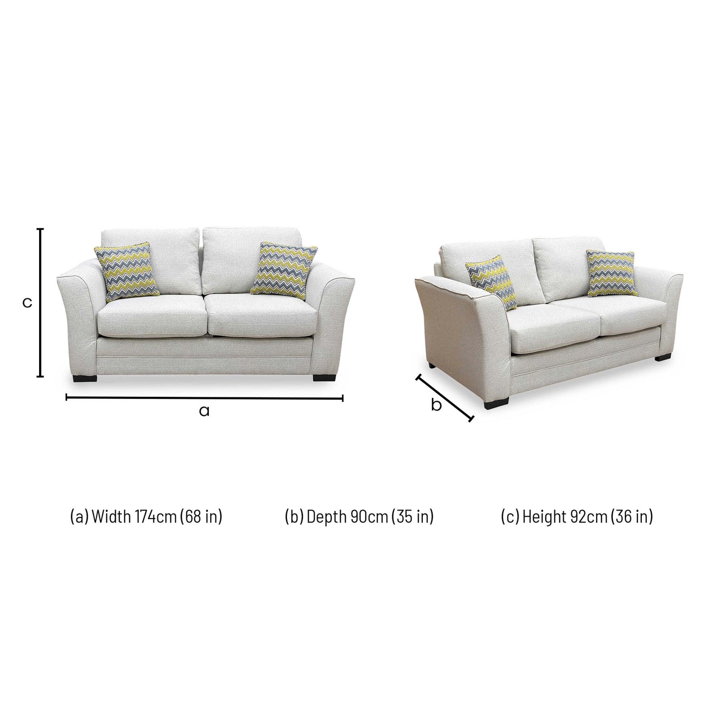Dimensions diagram for the Albany 2 Seater Sofa Bed.