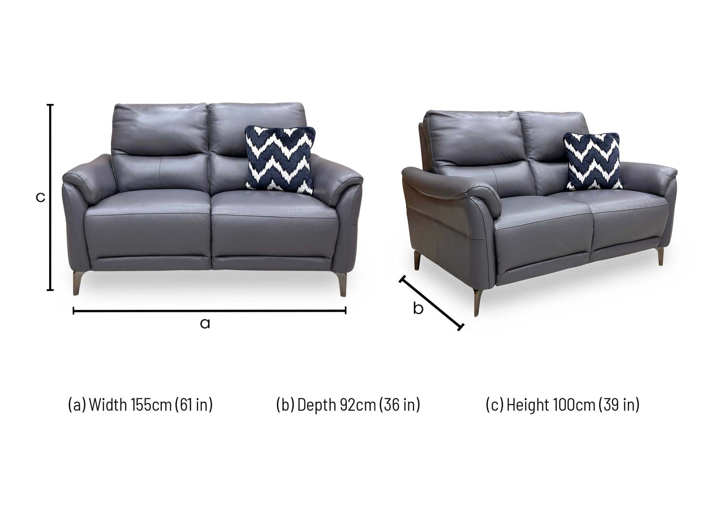 'Daytona' Cat-60/18 Lavender Grey Leather 2 Seater Sofa